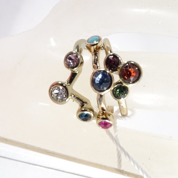 Ann Taylor Gold Gem Stone Rainbow Crystal Stackable RING NWT 49 Sz 8 - Picture 5 of 5